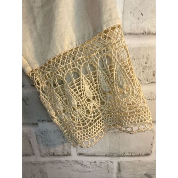 HINGE Silk & Crochet Zip Front Bomber Jacket Ivory Size Small - Picture 6 of 9